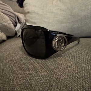 Chanel Black Sunglasses with Silver Accents